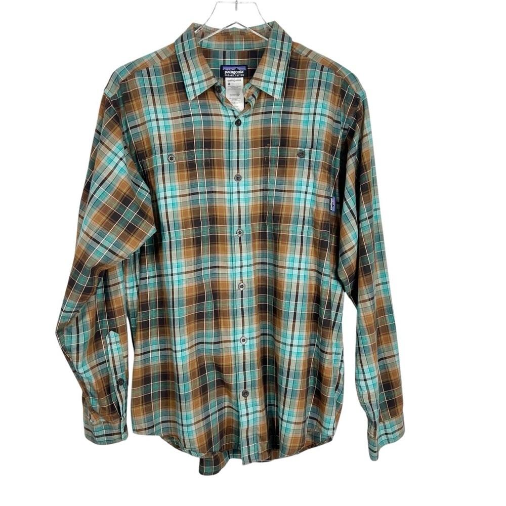 PATAGONIA Organic Cotton Men's Medium Plaid Long Sleeve Button down Shirt